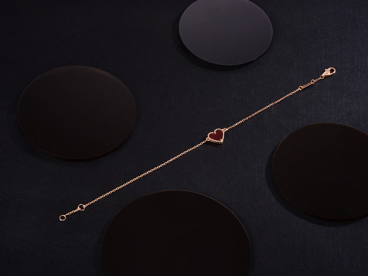 [Max Jewelry ]HEART CARNELIAN PINK GOLD BRACELET