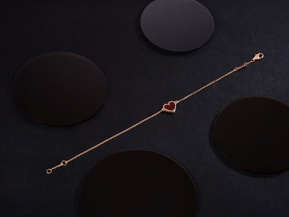 [Max Jewelry ]HEART CARNELIAN PINK GOLD BRACELET
