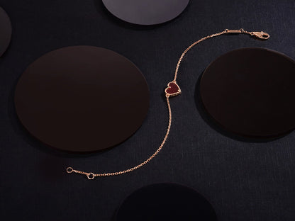 [Max Jewelry ]HEART CARNELIAN PINK GOLD BRACELET
