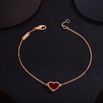[Max Jewelry ]HEART CARNELIAN PINK GOLD BRACELET