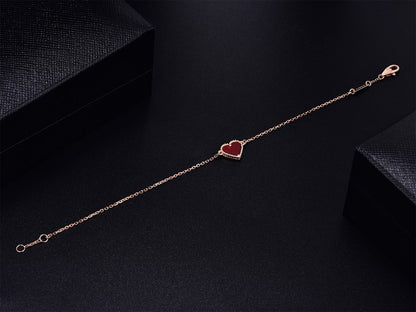 [Max Jewelry ]HEART CARNELIAN PINK GOLD BRACELET