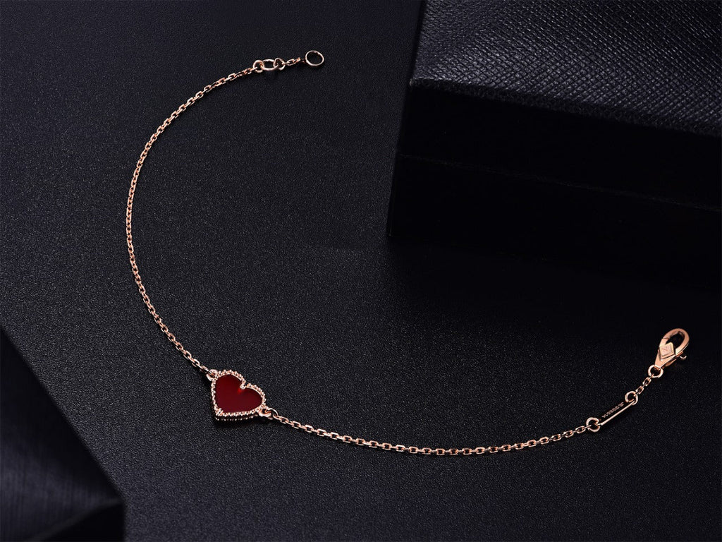 [Plus&Max]HEART CARNELIAN PINK GOLD BRACELET