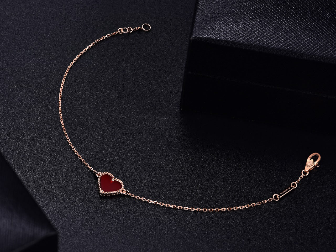 [Max Jewelry ]HEART CARNELIAN PINK GOLD BRACELET