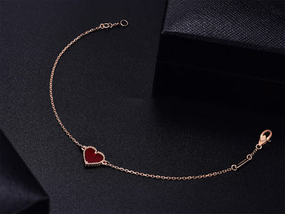 [Max Jewelry ]HEART CARNELIAN PINK GOLD BRACELET