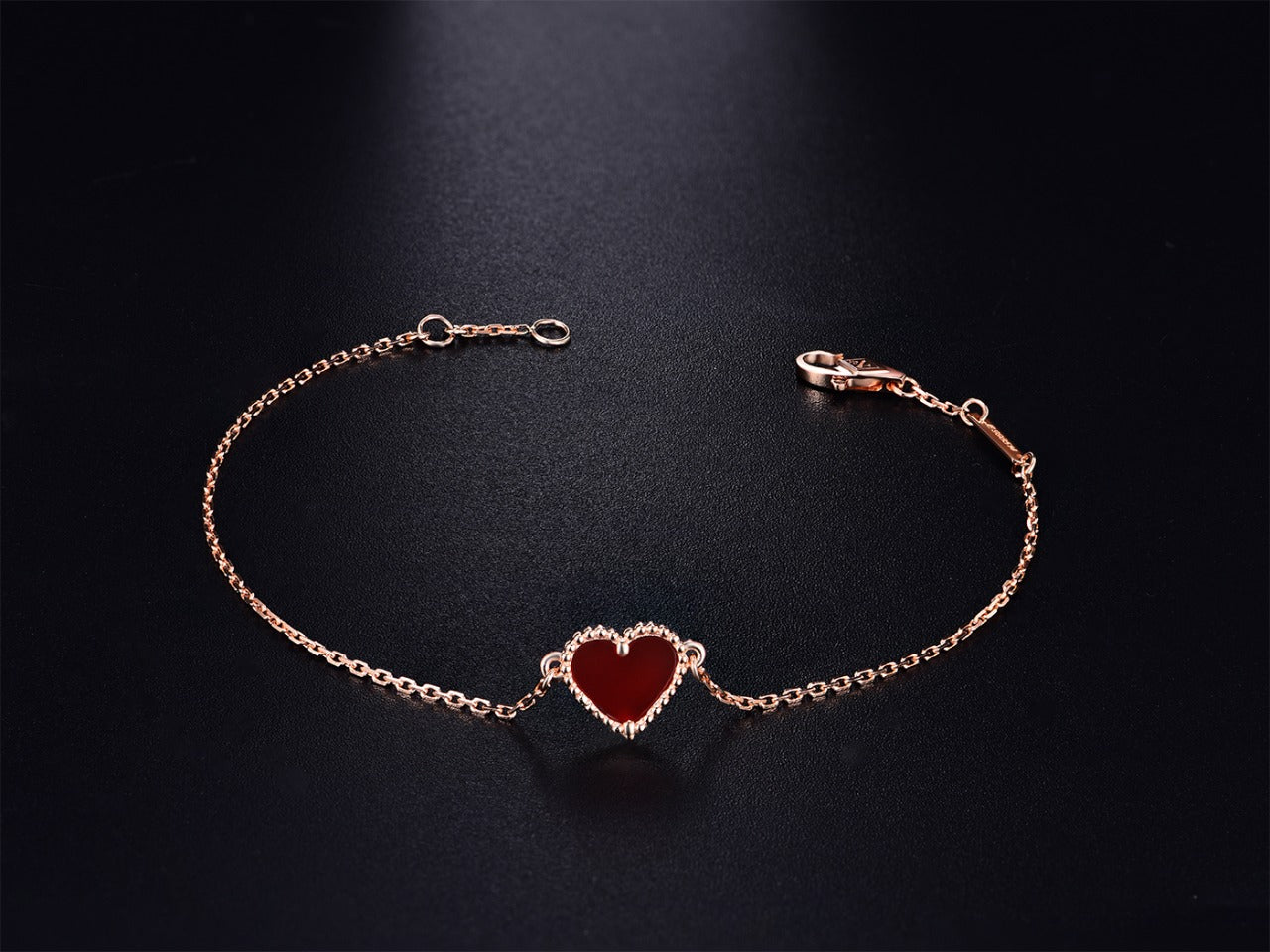 [Max Jewelry ]HEART CARNELIAN PINK GOLD BRACELET