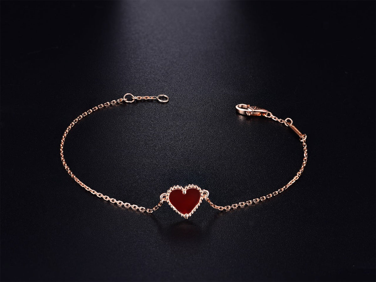 [Plus&Max]HEART CARNELIAN PINK GOLD BRACELET