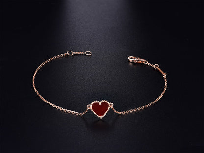 [Max Jewelry ]HEART CARNELIAN PINK GOLD BRACELET