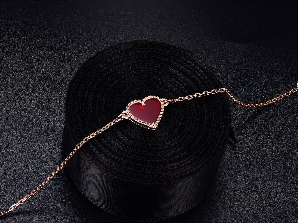 [Plus&Max]HEART CARNELIAN PINK GOLD BRACELET
