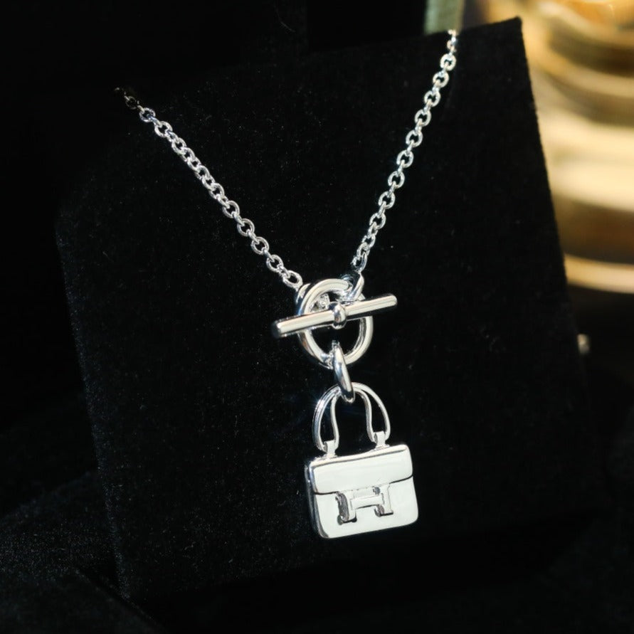 [Max Jewelry ]POP H PEDANT SILVER NECKLACE