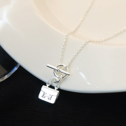 [Max Jewelry ]POP H PEDANT SILVER NECKLACE