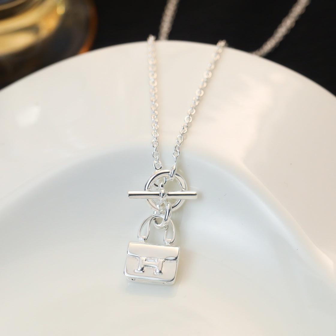 [Max Jewelry ]POP H PEDANT SILVER NECKLACE