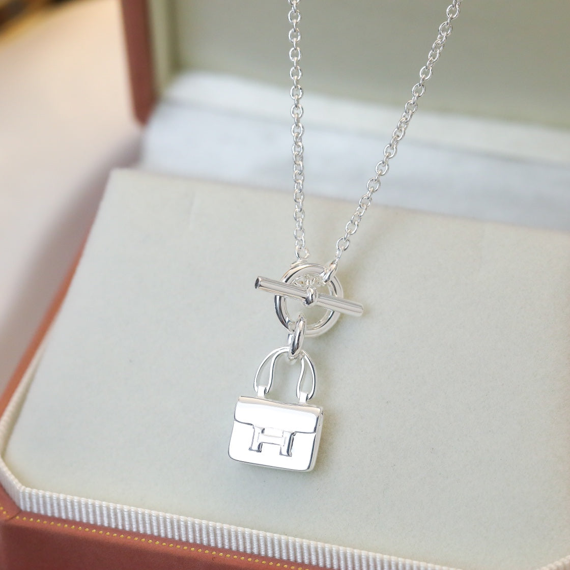 [Max Jewelry ]POP H PEDANT SILVER NECKLACE