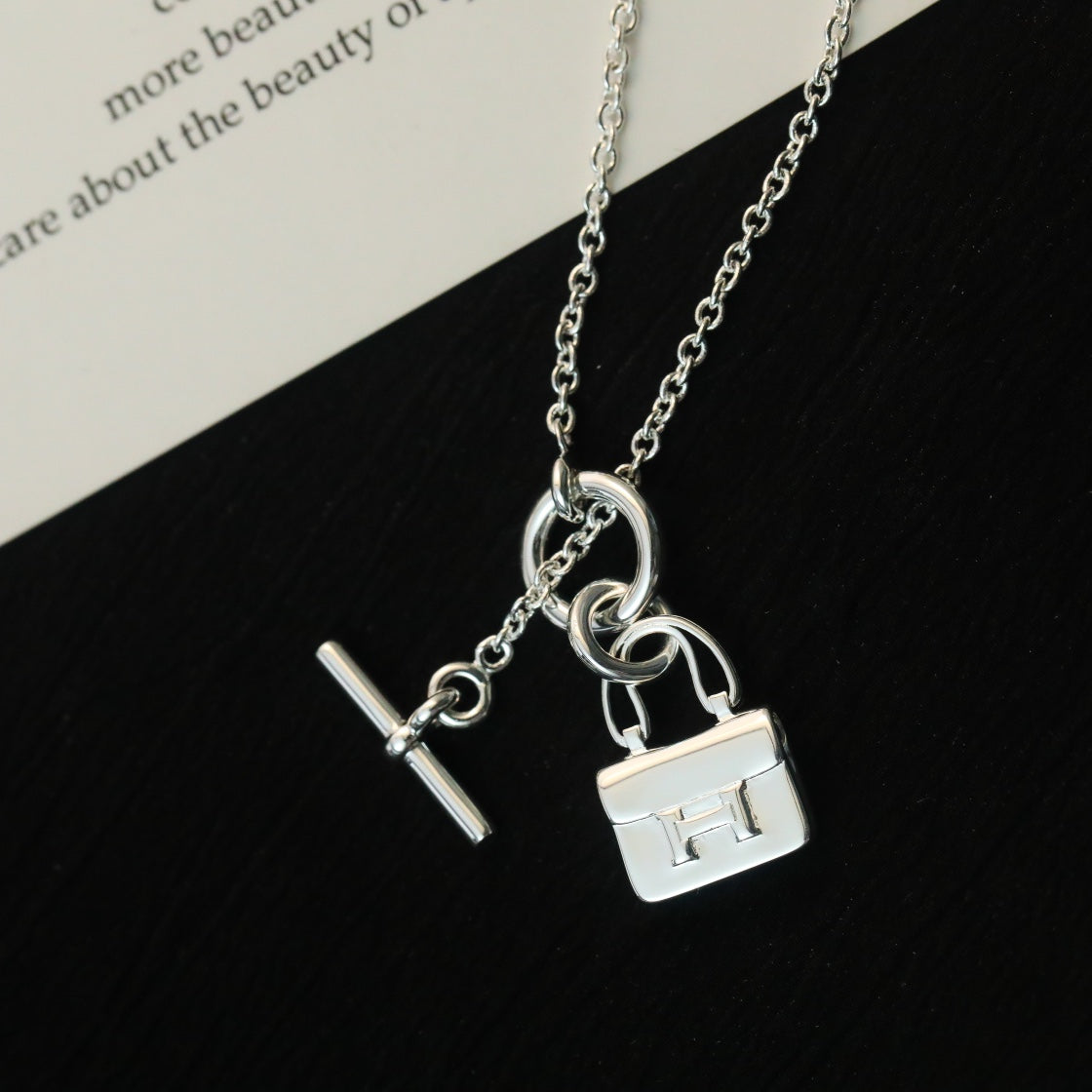 [Max Jewelry ]POP H PEDANT SILVER NECKLACE