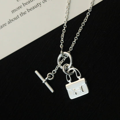[Max Jewelry ]POP H PEDANT SILVER NECKLACE