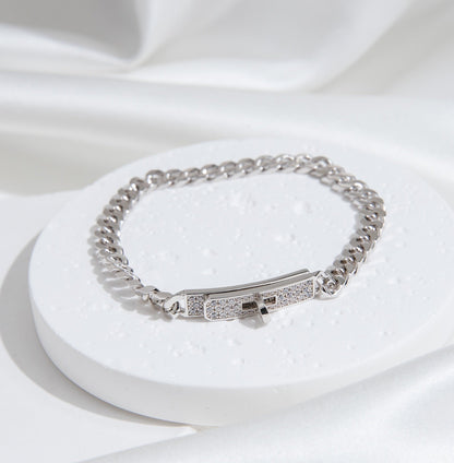 [Max Jewelry ]KELLY CHAIN SILVER DIAMOND BRACELET