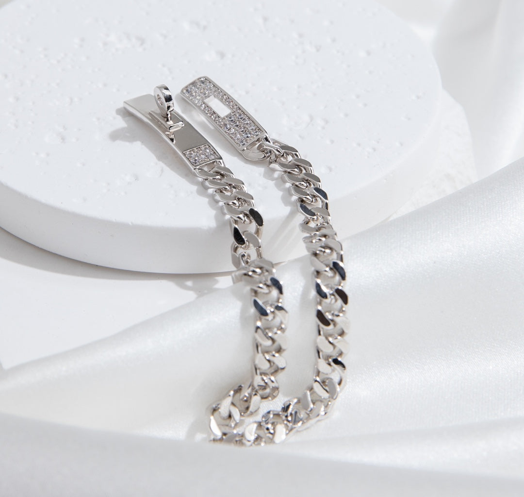 [Max Jewelry ]KELLY CHAIN SILVER DIAMOND BRACELET