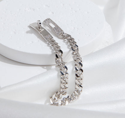 [Max Jewelry ]KELLY CHAIN SILVER DIAMOND BRACELET