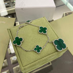 [Plus&Max]CLOVER 5 MOTIFS SIVLER MALACHITE BRACELET