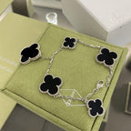[Plus&Max]CLOVER 5 MOTIFS SIVLER ONYX BRACELET