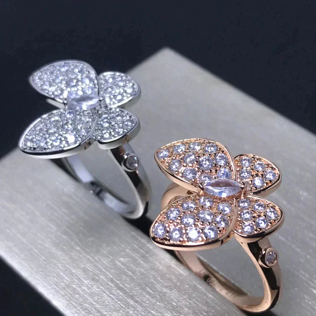 [Max Jewelry ]BUTTERFLY PINK GOLD DIAMOND RING