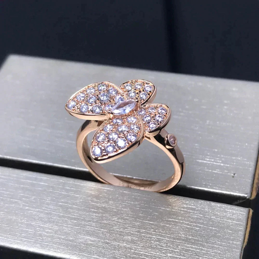 [Plus&Max]BUTTERFLY PINK GOLD DIAMOND RING