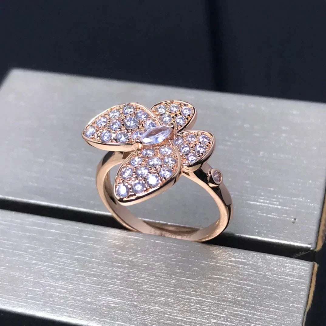 [Max Jewelry ]BUTTERFLY PINK GOLD DIAMOND RING