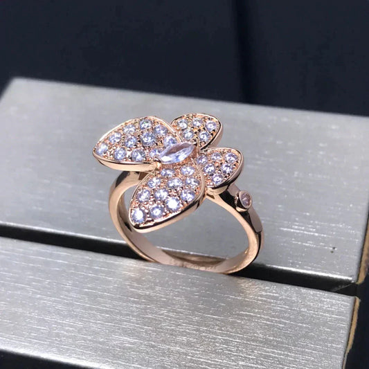 [Max Jewelry ]BUTTERFLY PINK GOLD DIAMOND RING