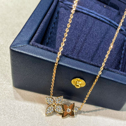 [Max Jewelry ]STAR BLOSSOM NECKLACE PINK GOLD DIAMONDS