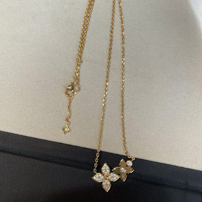 [Max Jewelry ]STAR BLOSSOM NECKLACE PINK GOLD DIAMONDS