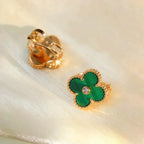 [Plus&Max]CLOVER MEDIUM 1 MOTIFS MALACHITE DIAMOND EARRINGS