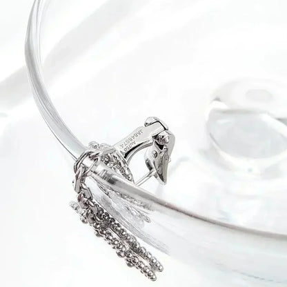 [Max Jewelry ]CLOVER 2 MOTIFS  DIAMOND ONYX EARRINGS SILVER