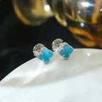 [Plus&Max]CLOVER MINI 9.5MM ONYX STUD EARRINGS SILVER