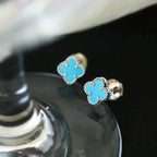 [Plus&Max]CLOVER MINI 9.5MM ONYX STUD EARRINGS SILVER