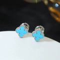 [Plus&Max]CLOVER MINI 9.5MM ONYX STUD EARRINGS SILVER