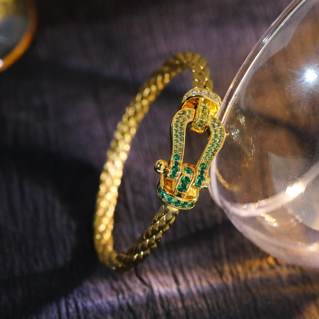 [Max Jewelry ]FORCE 10 GOLD GREEN DIAMOND PAVED