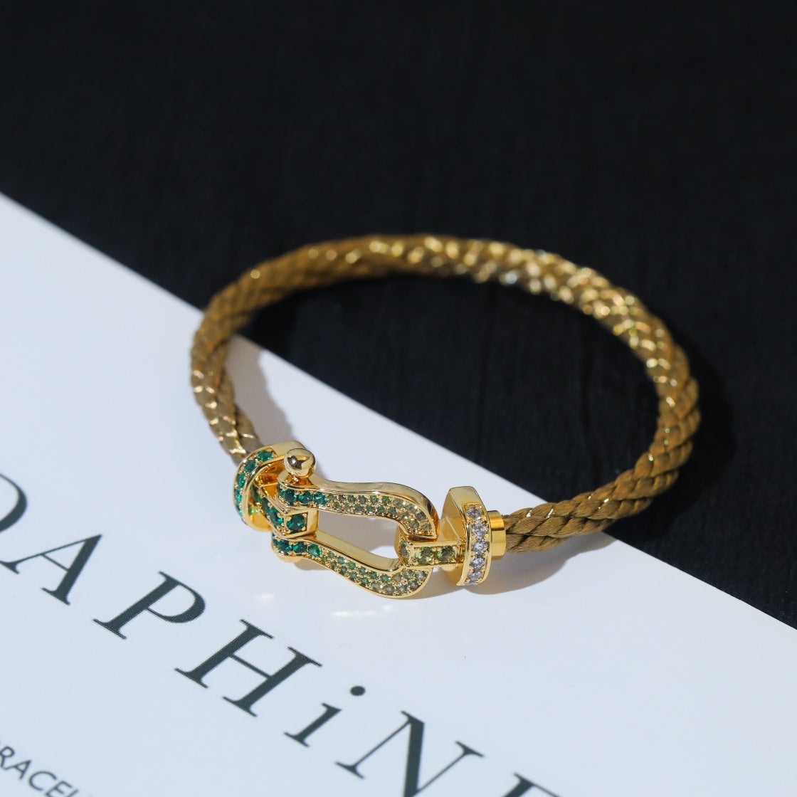 [Max Jewelry ]FORCE 10 GOLD GREEN DIAMOND PAVED