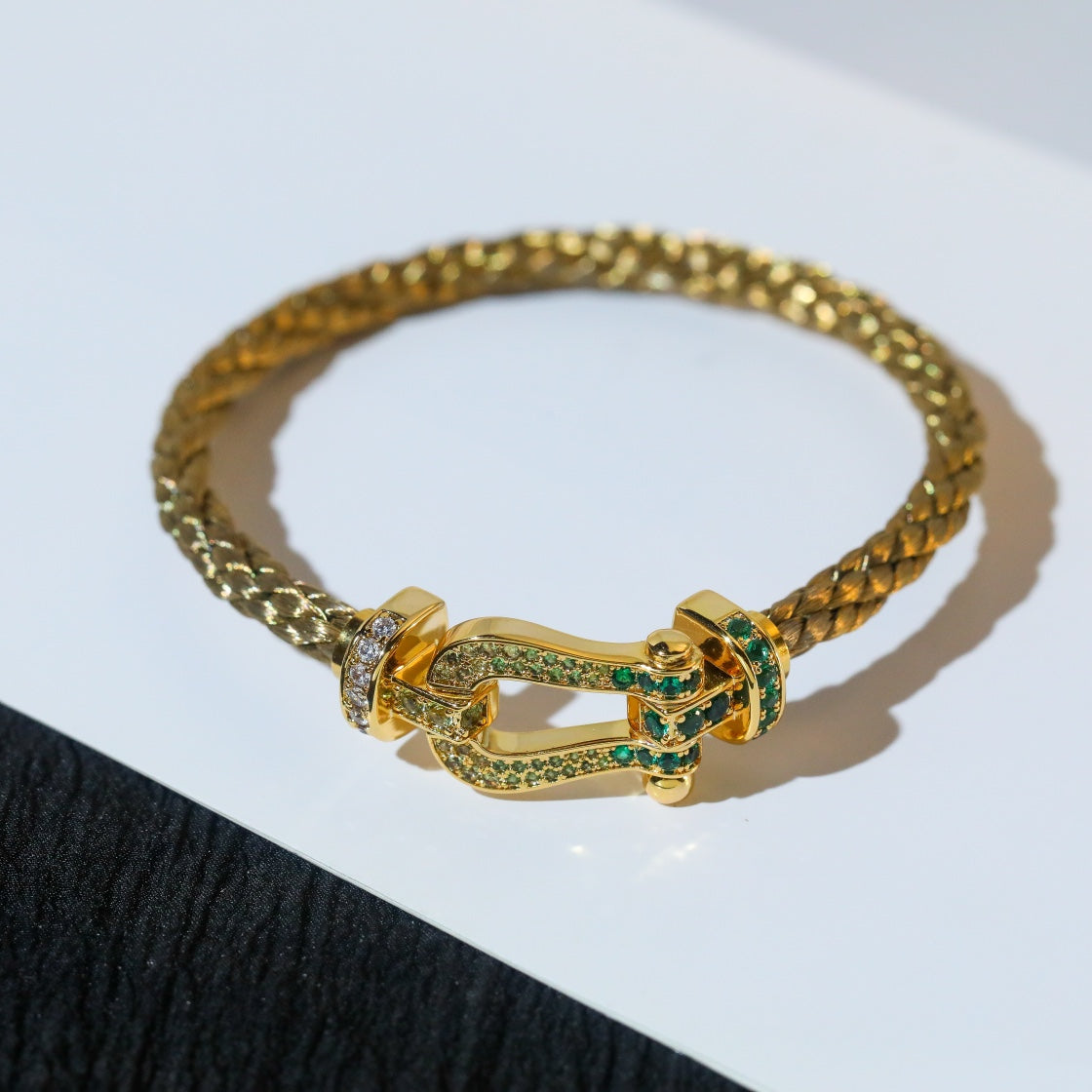 [Max Jewelry ]FORCE 10 GOLD GREEN DIAMOND PAVED