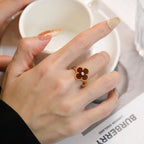 [Plus&Max]CLOVER CARNELIAN RING ROSE GOLD DIAMOND