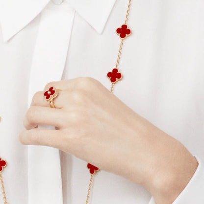 [Max Jewelry ]CLOVER CARNELIAN RING ROSE GOLD DIAMOND