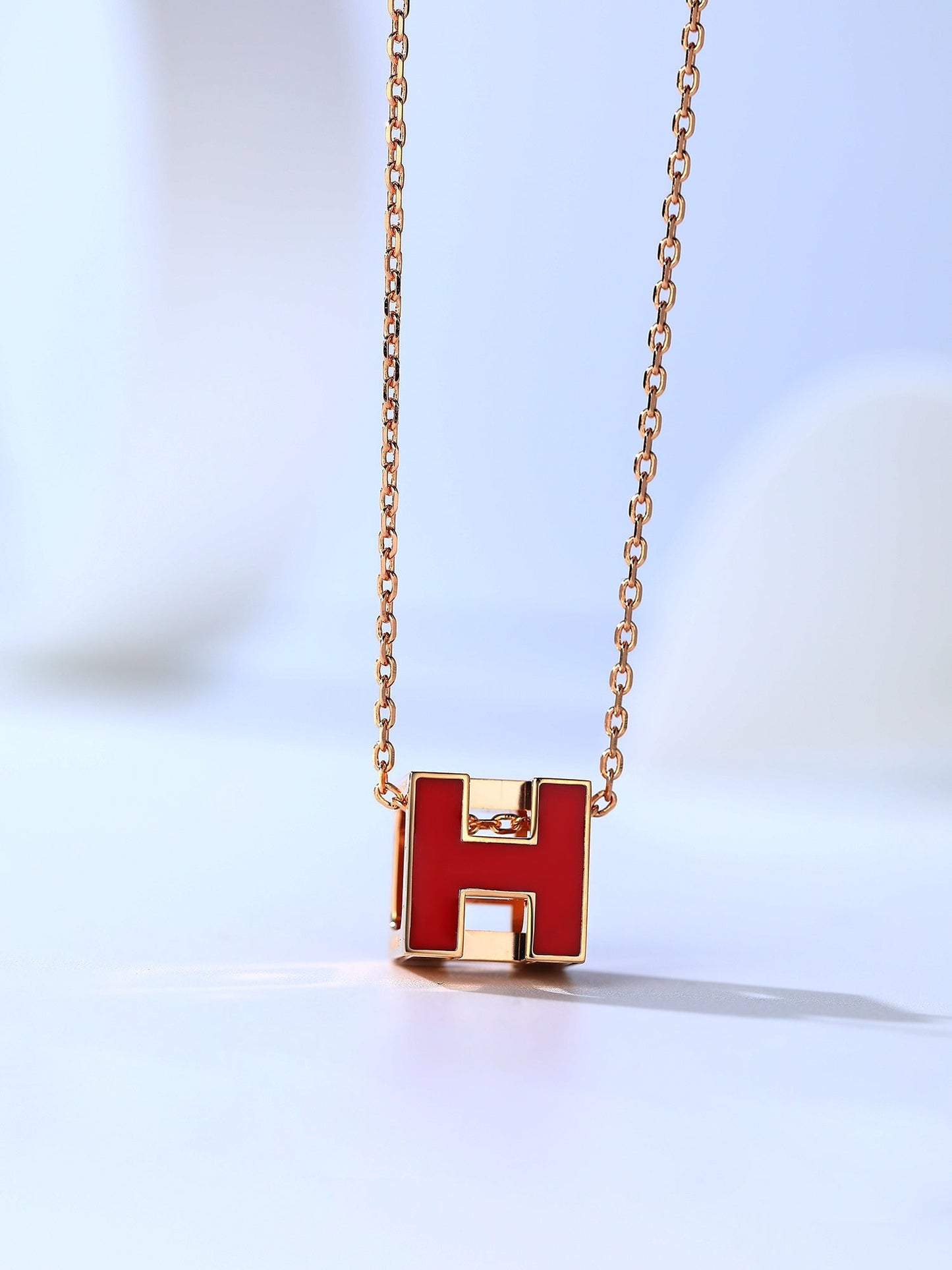 [Max Jewelry ]H CAGE PINK GOLD NECKLACE