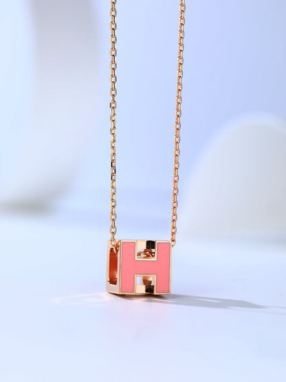 [Max Jewelry ]H CAGE PINK GOLD NECKLACE