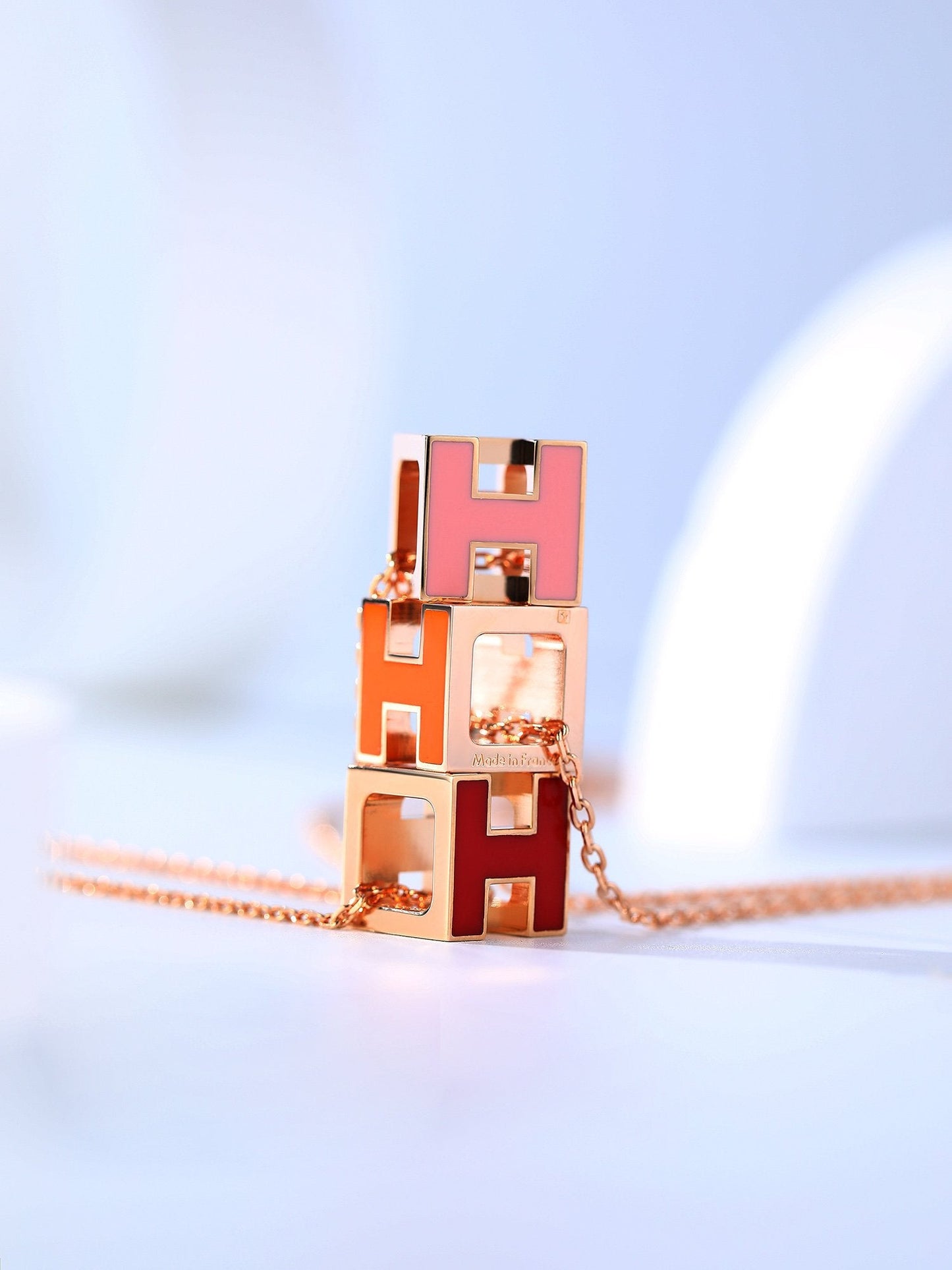 [Max Jewelry ]H CAGE PINK GOLD NECKLACE