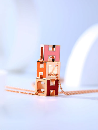 [Max Jewelry ]H CAGE PINK GOLD NECKLACE