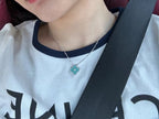 [Plus&Max]CLOVER 1 DIAMOND LIGHT BLUE SILVER NECKLACE