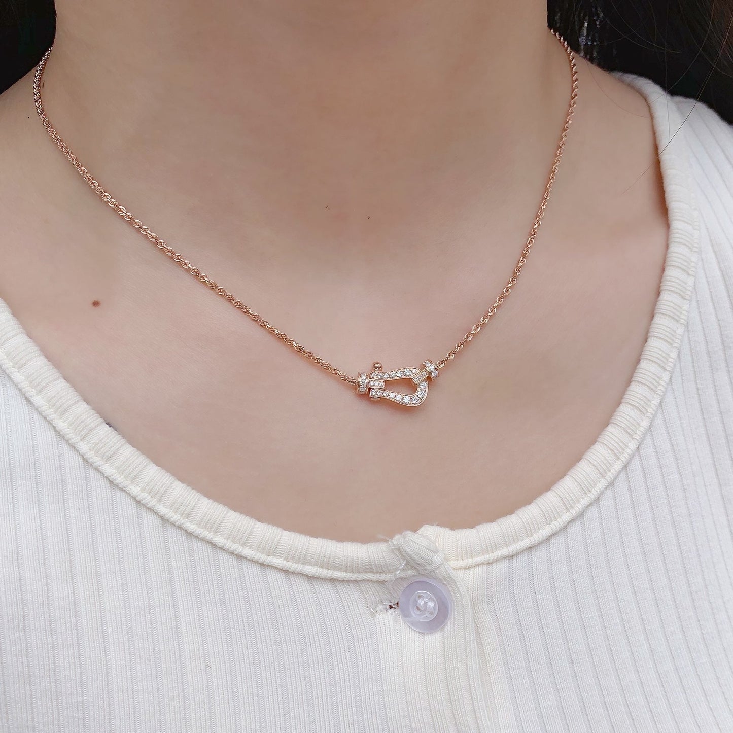 [Max Jewelry ]FORCE 10 PINK GOLD DIAMOND NECKLACE