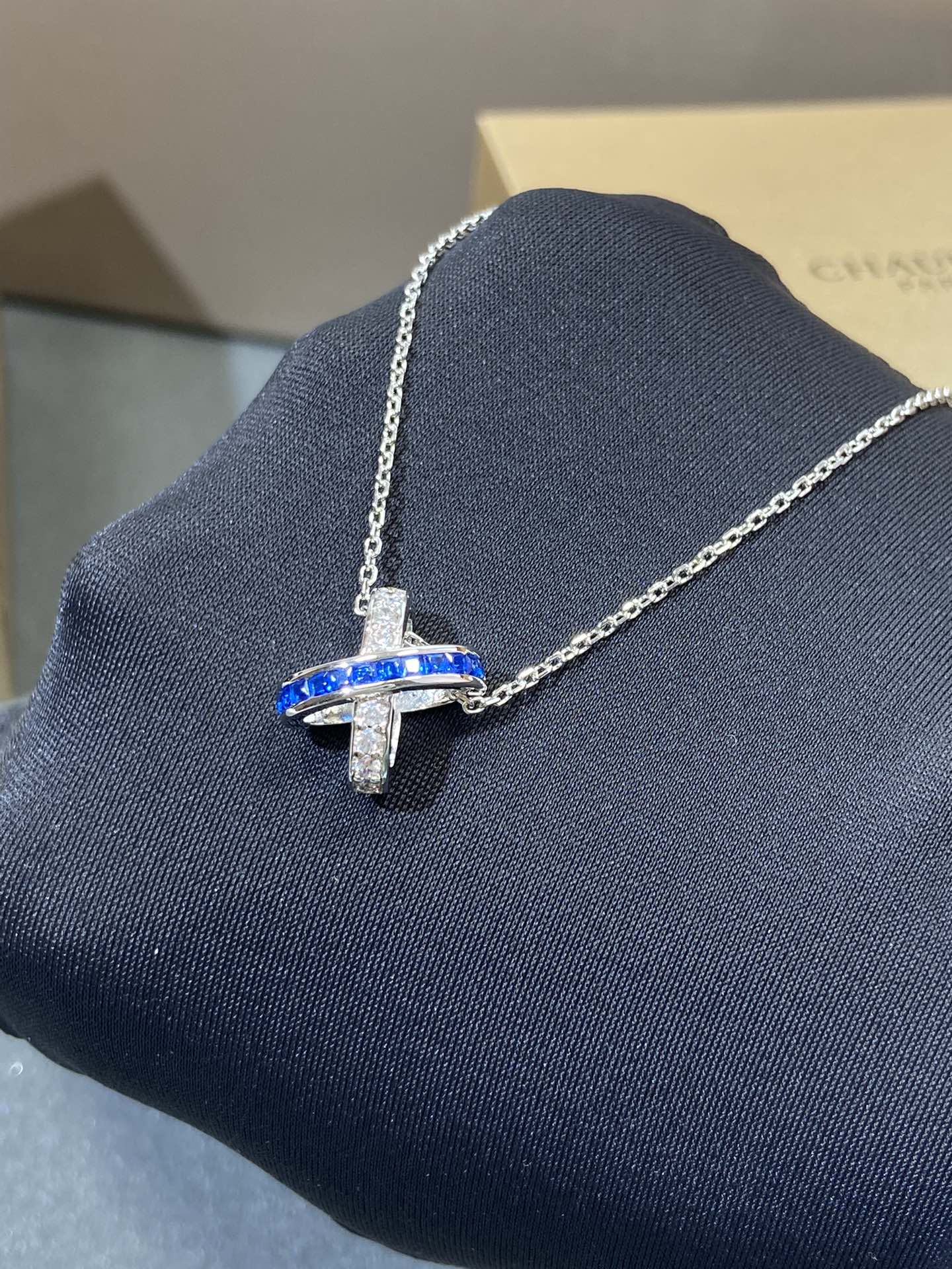 [Max Jewelry ]LIENS DIAMOND SILVER NECKLACE