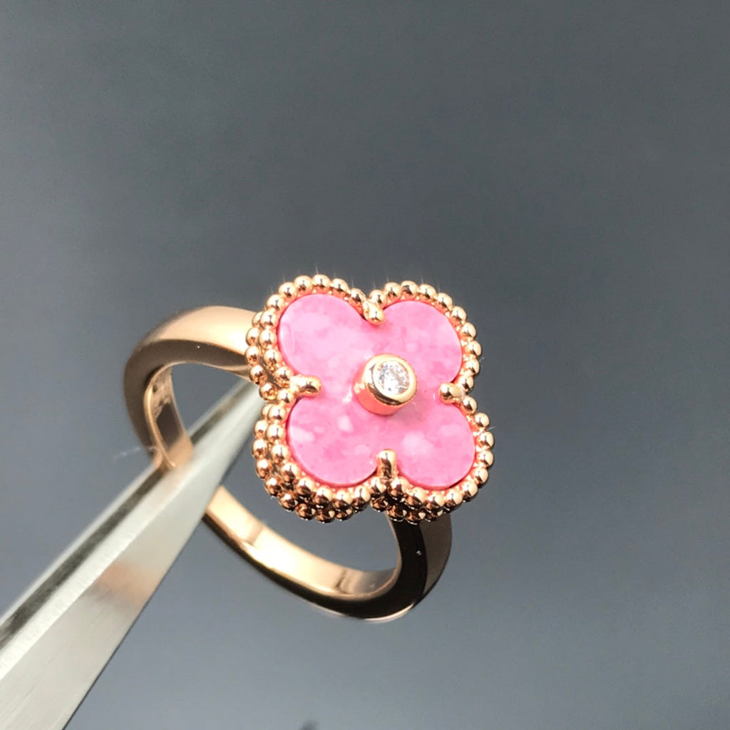 [Plus&Max]CLOVER RHODONITE ROSE GOLD RING