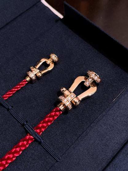 [Max Jewelry ]FORCE 10 HALF DIAMOND PINK GOLD RED CORDERI LARGE AND MEDIUM MODEL
