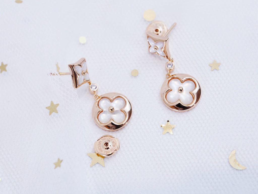 [Plus&Max]STAR AND SUN PINK GOLD MOP DROP EARRINGS