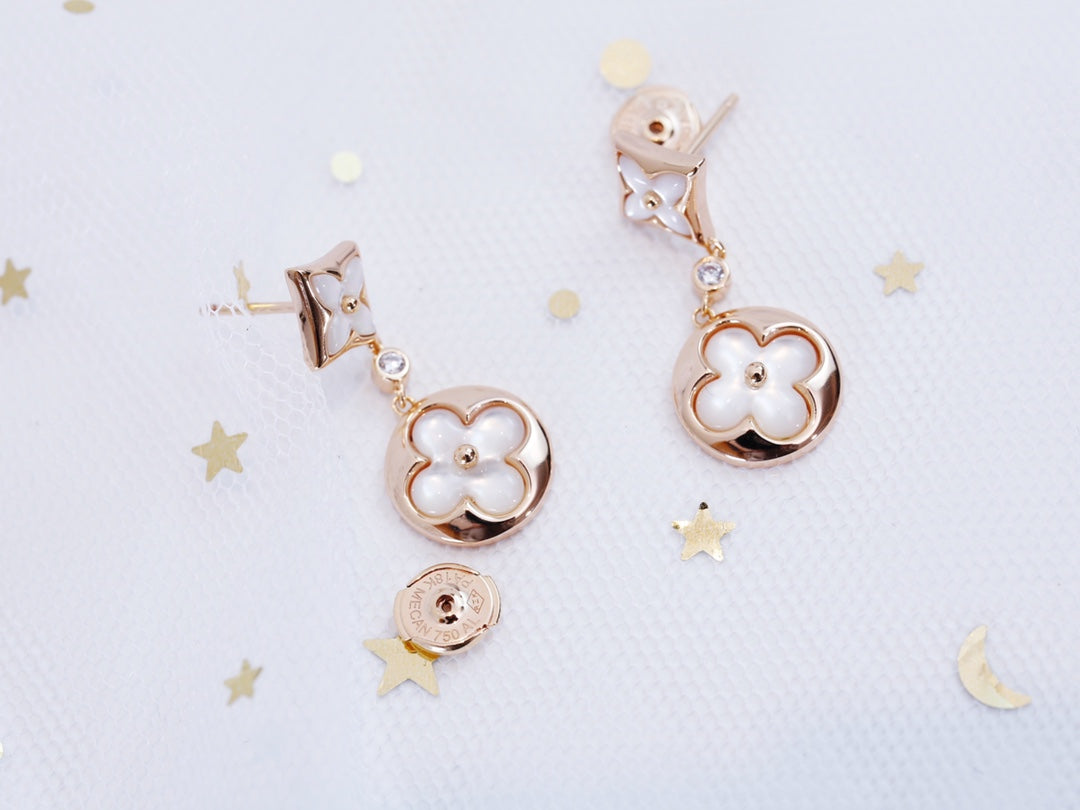 [Max Jewelry ]STAR AND SUN PINK GOLD MOP DROP EARRINGS